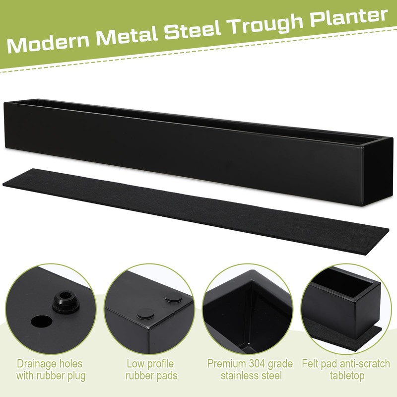FillTouch Long Rectangular Planter Box Window Sill Planter Box Metal