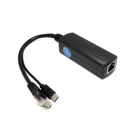 Tipo C PoE Divisor 5V 2.4A Salida, IEEE 802.3af Estándar 10/100M de alimentación a través de Ethernet USB tipo C Adaptador divisor para cámara IP de seguridad CCTV Dispositivo (TYPEC0502 Negro)