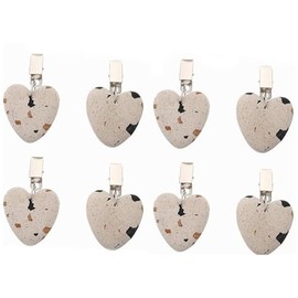 8 Pcs Tablecloth Weights,Marble Heart-Shaped Tablecloth Weight with Clamps,Natural Marble, Multi-Purpose, Secure Tablecloth Fixing, Elegant and Minimalistic Design(Colored)