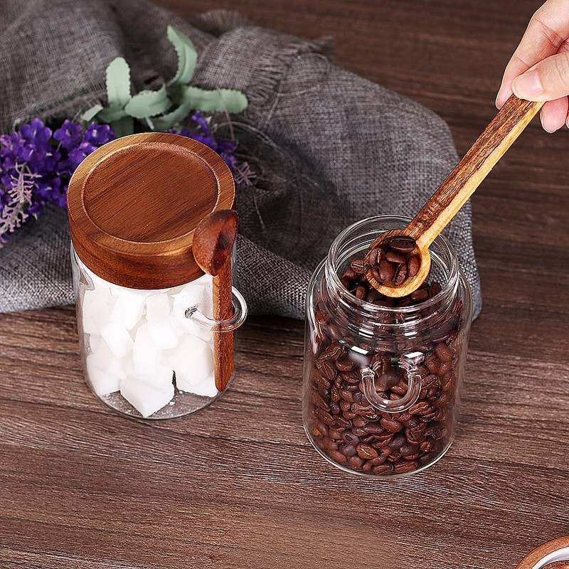 SAIOOL Sugar Jar with Lid and Spoon Set of 2,