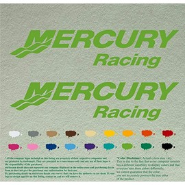 Pair of Mercury Racing Boats Compatible Replacement Decals Vinyl Stickers Boat Outboard Motor Set of 2 (18" X 4.1", Lime Green 063)