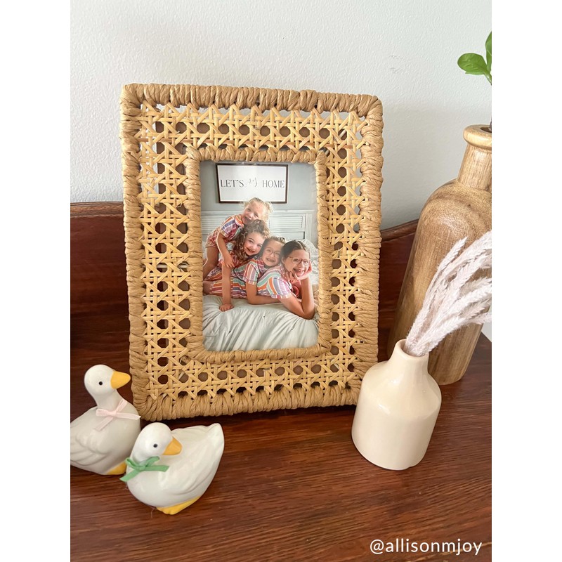 Mud Pie Small Woven Cane Frame; 9" X 7"