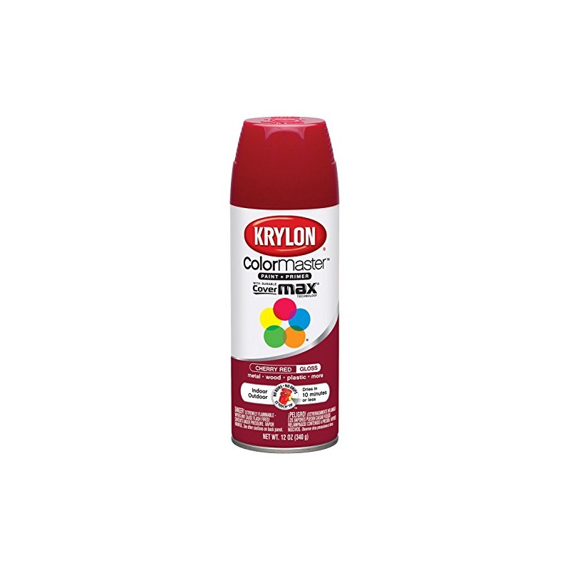 Krylon K05210107 ColorMaster Paint + Primer, Gloss, Cherry Red, 12