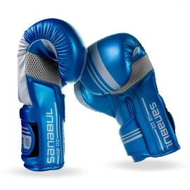 Sanabul Core Gel Training Boxing Gloves for Men and Women | Elevate Your Performance with Champion-Approved Gloves | Advanced Features for Your Protection | Muay Thai Gloves (Blue/Silver, 8 oz)