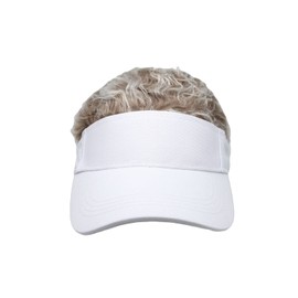 WITHMOONS Flare Hair Sun Visor Cap with Fake Hair Wig Novelty KR1588 (Easywhite)