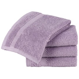 Sue Rossi Face Cloth Set of 4, Egyptian Combed Cotton, 30cm x 30cm Wash Cloth Flannel, Very Soft & Absorbent, Quick Dry 600gsm Bathroom Towels. (Lavender)