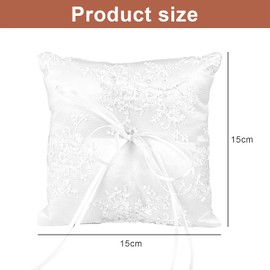Ring Cushion Wedding Ring Holder Cushion White Bridal Pillow Carrier Ring Box 15 x 15 cm Ring Box Ring Box with Satin Ribbon for Wedding Rings