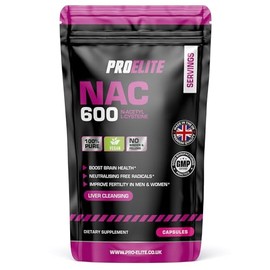 Pure NAC N Acetyl Cysteine 600mg, 180 Capsules Vegan Amino Acid L-Cysteine Supplement, Replenishes Antioxidant Glutathione Made in UK by PROELITE