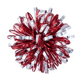 WRAPAHOLIC 12 Pack 4 Inch Metallic Gift Bow - Red & Silver Cheerleading Pom Poms for Kids Adults Team Spirit Cheering Football Baseball Softball Dance