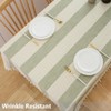 TruDelve Cotton Blend Tablecloth Green Striped Rectangle Tablecloths with Tassel