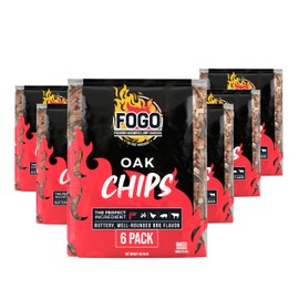 FOGO Oak Wood Chips for Grilling and Smoking, Buttery Well-Rounded BBQ Flavor for Charcoal and Gas Grills, Made in USA, 1.4 lb Bag, 6-Pack