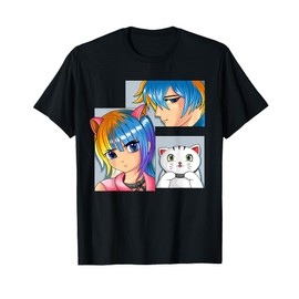 Anime Girls Cat Manga Merch Children Boys T-Shirt