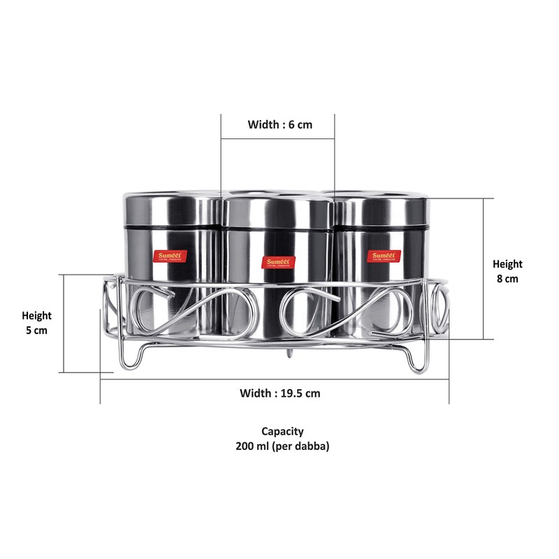 Sumeet 7in1 Stainless Steel + See through Lid Masala Stand/Dry