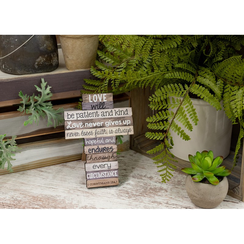 Lighthouse Christian Products Small Love Stacked Wood Wall/Desktop Cross