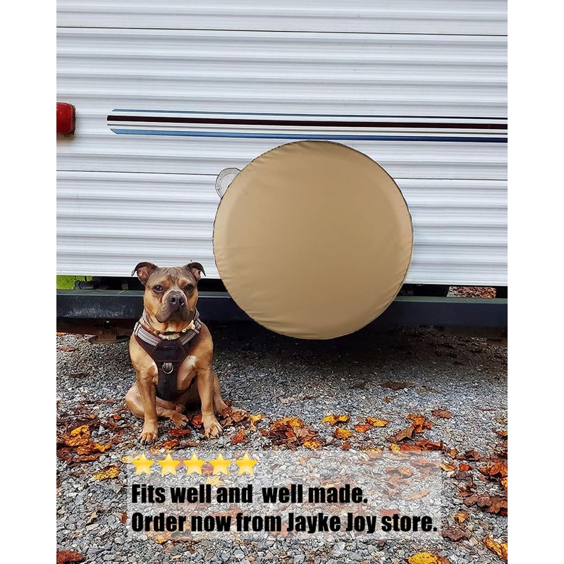 Spare Tire Cover, Beige Wheel Cover Waterproof PVC Leather Dust-Proof