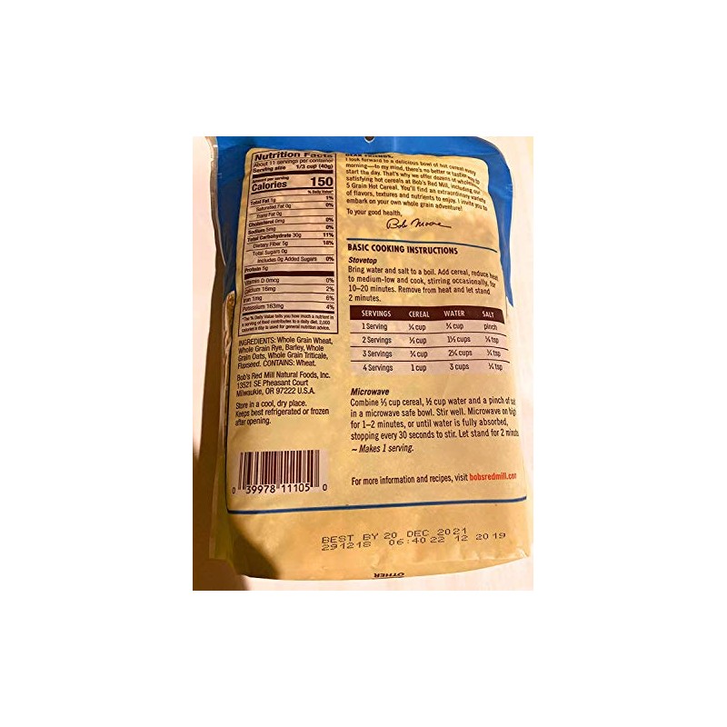 Bob's Red Mill 5 Grain Rolled Hot Cereal, 16 Oz