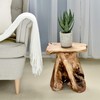 WELLAND Natural Cedar Stump Stool, 14" End Table, Live Edge