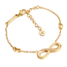 Kim Johanson Stainless Steel Women's Anklet "Infinity" in Gold | Anklet with an Infinity Sign | Rustproof & Waterproof | Heart Anklet | Women Boho Jewellery | Adjustable Includes Jewellery Bag,