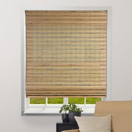 ARLO BLINDS Sheer Bamboo Roman Shades with Valance - Tuscan, 30" W x 60" H - Light Filtering Cordless Blinds for Interior Windows - Real Natural Bamboo Material - Mounting Hardware Included
