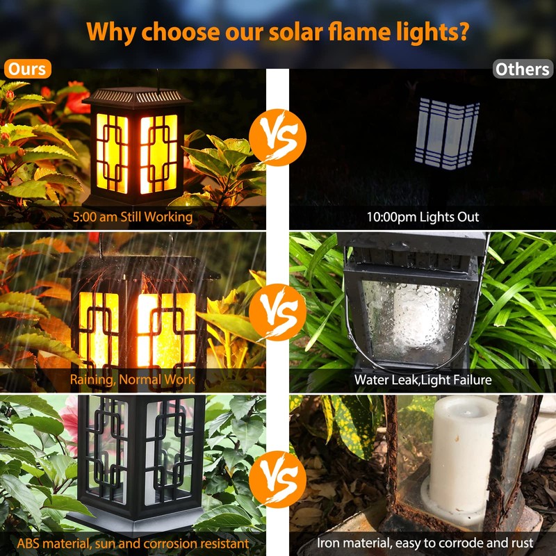 Viitech Solar Lights Garden Outdoor, IP65 Waterproof Solar Flame Light