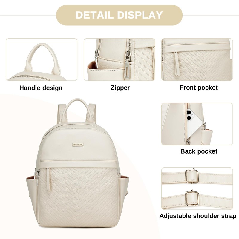 Miss Lulu Stylish PU Leather Women's Backpack, Waterproof Women's Backpack