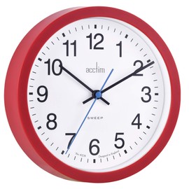 Acctim Bromham Non Ticking Sweep Seconds Hand Wall Clock 20cm Diameter (Red)