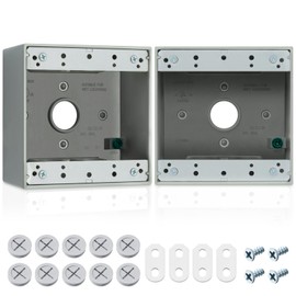 Chapou 2 Pcs 2 Gang Weatherproof Deep Box Aluminum Weatherproof Outlet Box with Five 3/4 in. Threaded Outlets Electric Junction Tools for Outdoor Branch Circuit Wiring, Switch