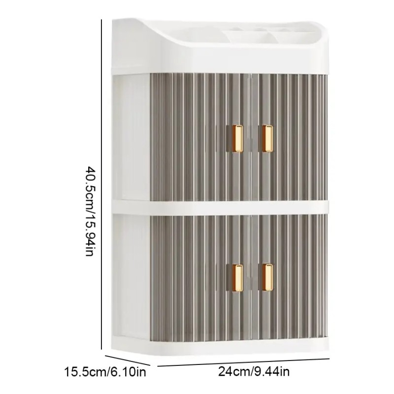 Organizador De Maquillaje 3 Capas Con Puerta Transparente