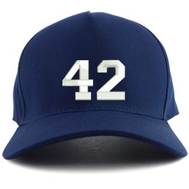Trendy Apparel Shop Número 42 Collegiate Varsity Font Gorra de béisbol bordada de gran tamaño, 5 paneles XXL, Azul Marino, Talla única