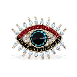 One Piece Beautiful Evil Eye Brooch Pin Useful Crystal Vintage Lapel Pin Rustproof Blue Eye Evil Lapel Pin Multifunctional Rhinestone Pin Eye Badge for Women Lady Girl