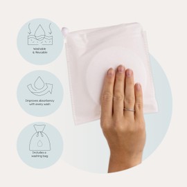 Carriwell 6 x Washable Organic Cotton Nursing Pads - Reusable, Absorbent & Environmentally Friendly | Soft, Breathable & Leak-Proof | With Wash Bag | Protects Against Mastitis, Black
