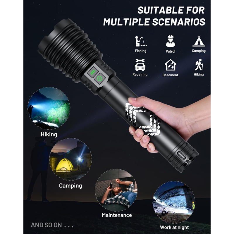 Amzyigou Powerful Flashlights 600000 High Lumens, 10000mAh Battery | 6