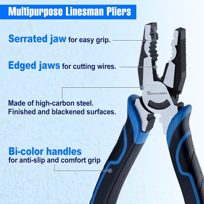 SPEEDWOX 8 Inch Multi Tool Pliers, Multipurpose Lineman Pliers, Combination