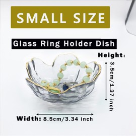 BESSKON Small Jewelry Dish Tray, Flower Glass Ring Dish Engagement Gifts, Crystal Ring Holder Dish Jewlery Plate, Nightstand Decor Jewelry Tray Trinket Dish, Jewelry Bowl Dish for Rings, Earrings