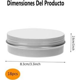 18 Paquete de Tarros de Hojalata de 100ml, Latas Redondas de Aluminio con Tapa de Rosca - Recipientes Rellenables para Cosméticos, Bálsamo Labial, Cremas, Ungüentos y Especias