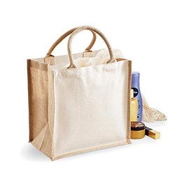 Westford Mill W421 Printers' Midi Jute Bag - Eco-Friendly, Reusable, and Stylish Jute Shopping Tote - Natural