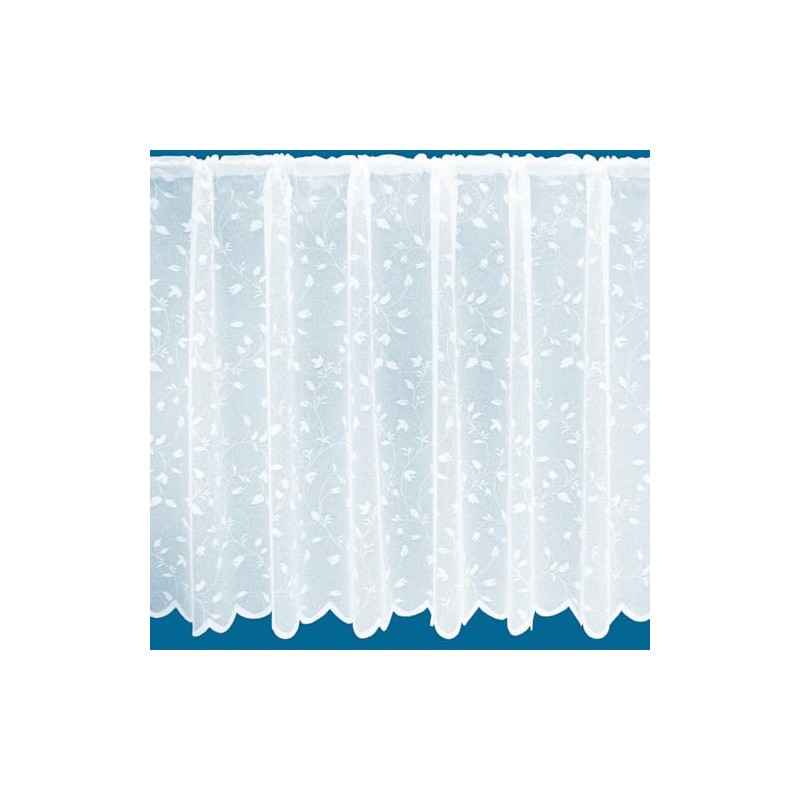 Sabrina All Over Floral Pattern White Net Curtain - Sold