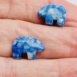 Unbranded 2 Roar Natural Lapis Zuni Bear Animal Beads