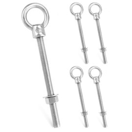QWORK Threaded Eyebolts, 5 Pack 1/2"x6" Long Stainless Steel Marine Grade Shoulder Eye Bolt