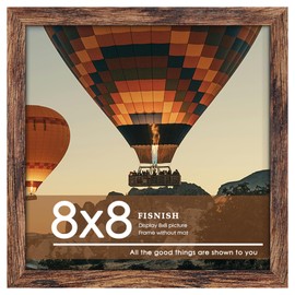Fisnish 8x8 Picture Frame, Wall Hanging Square Gallery Photo Frame or Tabletop Display Frame, Brown