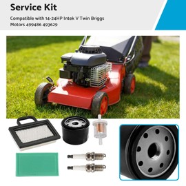 MAX COOL Spark Plug Oil Fuel & Air Filter Service Kit Suitable for 14-24HP Intek V Twin Briggs Motors 499486 493629