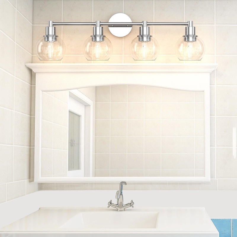 Espird 4 Lights Bathroom Vanity Light Fixtures Chrome, Bathroom Lights