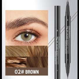 Wakeangle Eyebrow Pencil, Hair-like Eyebrow Pen, 2-in-1 Waterproof Brow Pen with 4 Tip, with Dual-ended Eyebrow Brush, Cosmetic Makeup,Waterproof eyebrow pencil,Valentine's Day Gifts - Color: 02# BROWN