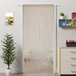 Ateasierlife Door Curtain Fly Screen String Curtains Window Doors Beads Screens Tassel Doorways Blinds Room Divider Kitchen Panel（Champagne 100×200cm/39×79in）