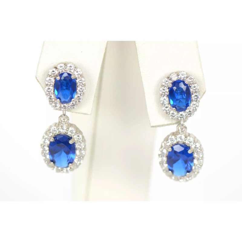 .925 Sterling Silver Dangle Stud Earrings with push back