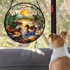 AMDERVEN Stained Glass Window Hanging, Ducks in The Pond Sun