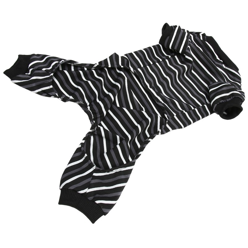 Dog Pajamas Warm 4 Legged High Collar Soft Stretchy Striped
