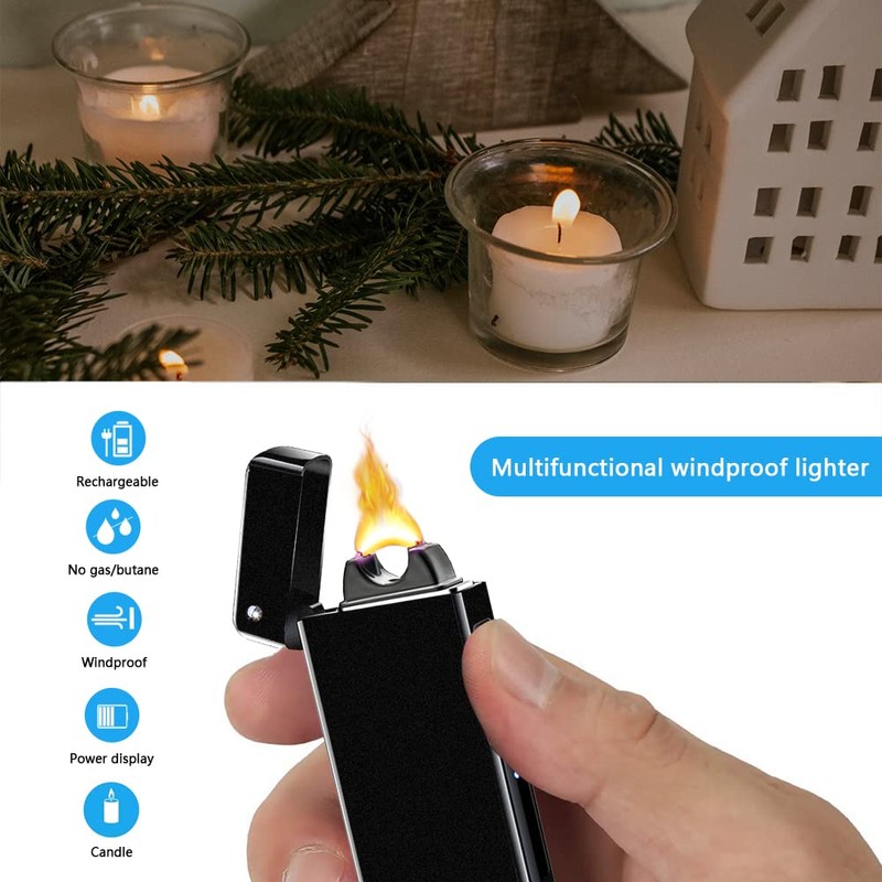 TIKIUKI Electric Lighters Rechargeable with Projection Flameless Windproof Plasma Arc