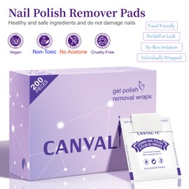 CANVALITE Nail Polish Remover Pads Non-Acetone 200pcs Nail Polish Remover Wipes, Individually Wrapped, Portable And Easy To Use, Effective Remove Nail Polish for Home & Travel On-the-go