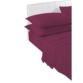 voice 7 Non Iron Poly Cotton Pillow Cases Pair only - 21 Colors Choice (Wine)